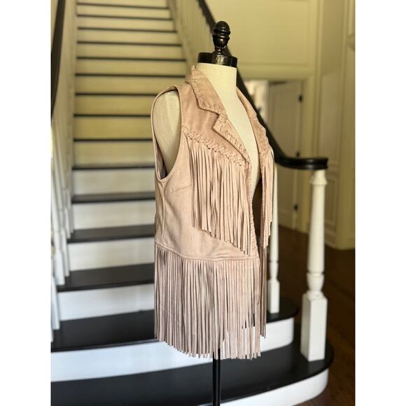 Y2k Fringe Vest Faux Suede Western Rodeo Cowgirl Boho Hippie Concert Festival - Picture 4 of 10